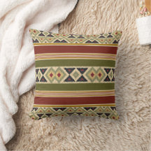 Olive Green Mustard Ochre Yellow Tribal Ikat Art