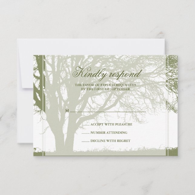Olive Green Oak Winter Wedding Response Card RSVP Karte (Vorderseite)