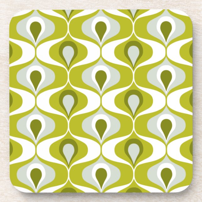 Olive Green Ogee Oval Pattern Getränkeuntersetzer (Vorderseite)