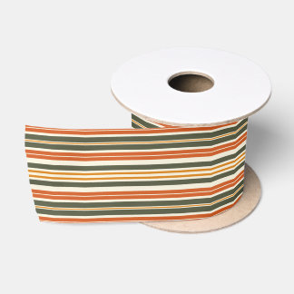Olive Green Orange and Ivory Satinband