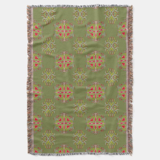 Olive-Green-Ornament Decke (Vorderseite Vertikal)