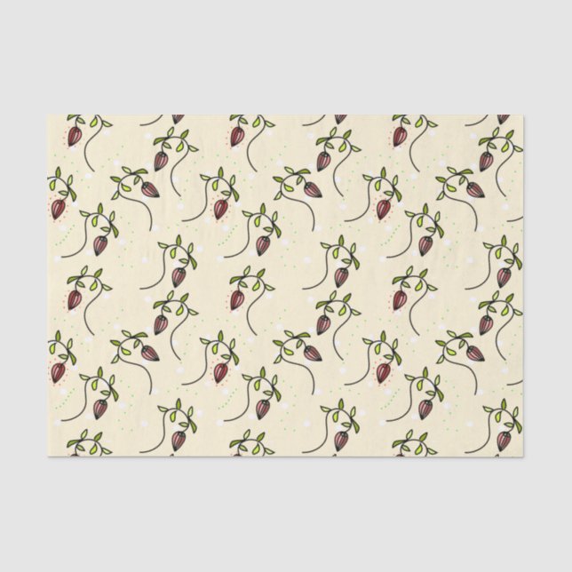 Olive-Green-Ornament Seidenpapier (Vorderseite)