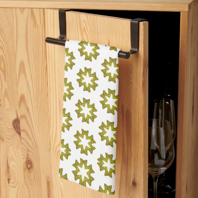 Olive Green Pattern Geschirrtuch (Drittel gefaltet)