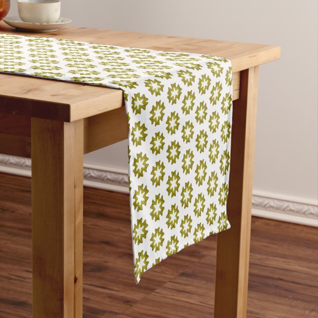 Olive Green Pattern Kurzer Tischläufer (Beispiel)