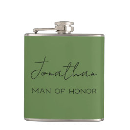 Olive Green Personalisiert Man of Ehre Flachmann