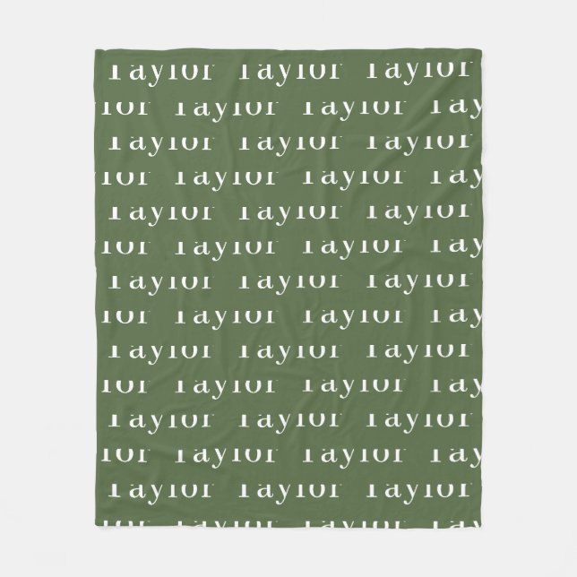 Olive Green Personalisiert Repetiername Fleecedecke (Vorderseite)
