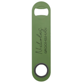 Olive Green Personalisiert Trauzeuge Speed Flaschenöffner