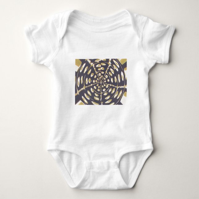 Olive Green Polka Dot Radial Muster Art Print Baby Strampler (Vorderseite)
