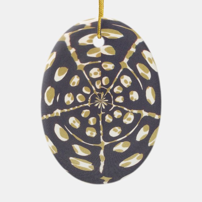 Olive Green Polka Dot Radial Muster Art Print Keramik Ornament (Vorne)