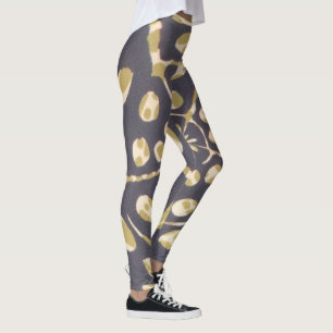 Olive Green Polka Dot Radial Muster Art Print Leggings