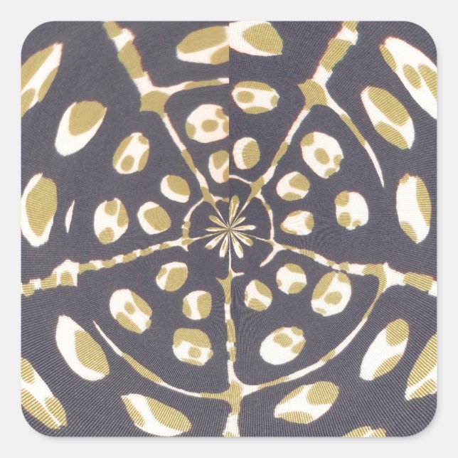 Olive Green Polka Dot Radial Muster Art Print Quadratischer Aufkleber (Vorderseite)