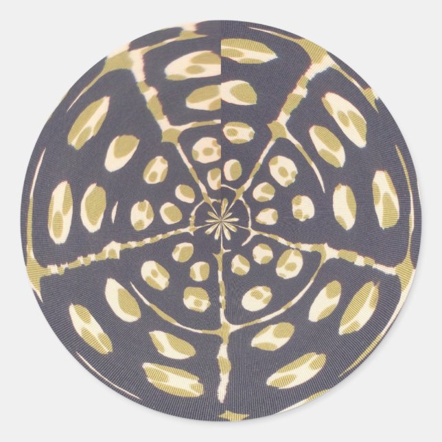 Olive Green Polka Dot Radial Muster Art Print Runder Aufkleber (Vorderseite)