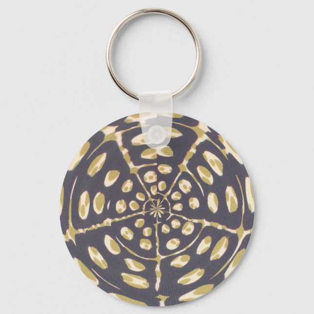 Olive Green Polka Dot Radial Muster Art Print Schlüsselanhänger (Vorderseite)