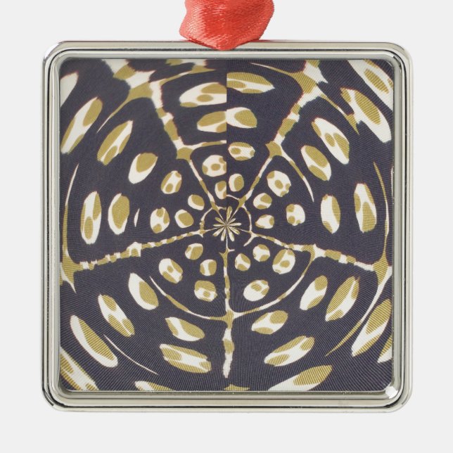 Olive Green Polka Dot Radial Muster Art Print Silbernes Ornament (Vorne)