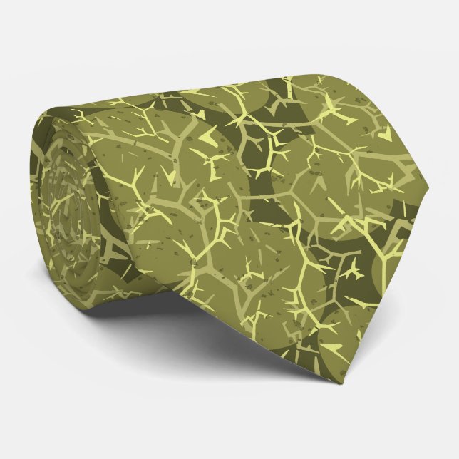 Olive Green Prickly Cactus Pattern Krawatte (Gerollt)