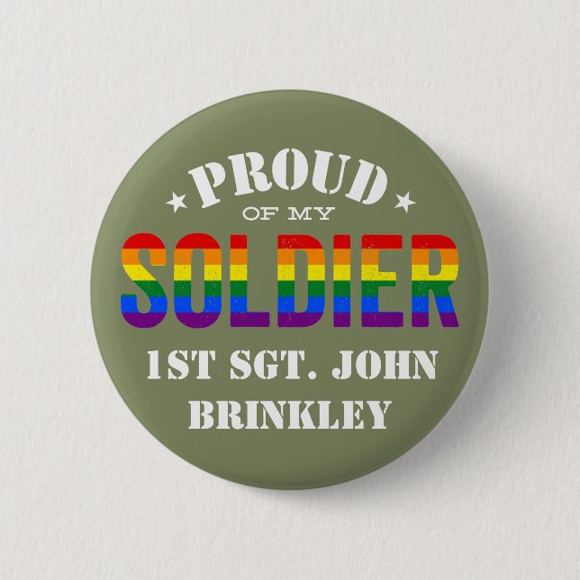 Olive Green Proud meiner Armee SOLDIER mit Namen Button (Vorderseite)