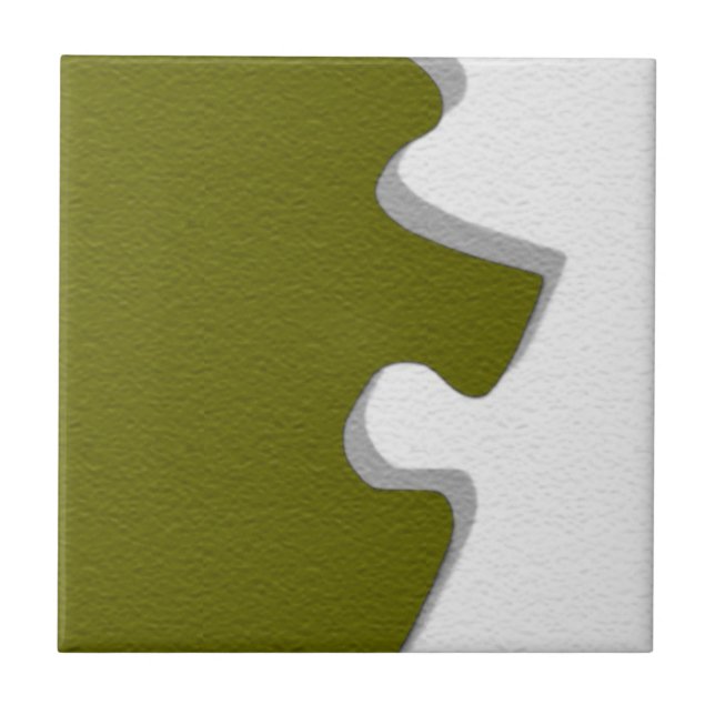 Olive Green Puzzle Piece Tile Fliese (Vorderseite)