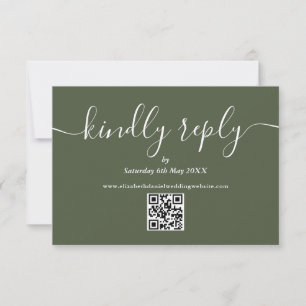 Olive Green QR Code Elegant Script Kindly Antwort