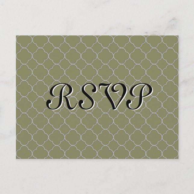 Olive Green Quatrefoil UAWG Einladungspostkarte (Vorderseite)