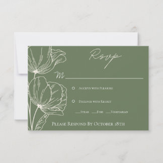 Ölive Green Response Card RSVP Karte