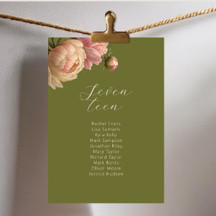 Olive Green Rose Mariage Numéro de table Siège