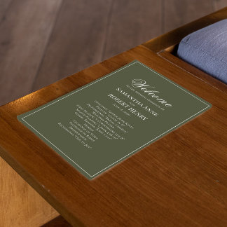 Olive Green Script Custom Wedding Program