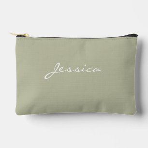 Olive Green Script Minimal Moderne Typografie Zubehörtasche