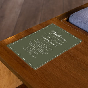 Olive Green Script Programme de mariage personnali