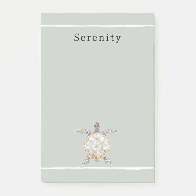 Olive Green Sea Turtle Personalized  Post-it Klebezettel (Vorderseite)