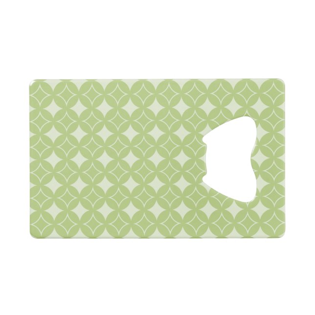Olive Green Shippo Muster Kreditkarten Flaschenöffner (Vorderseite (Horizontal))