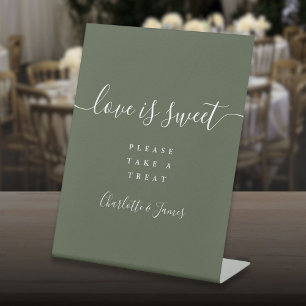 Olive Green Signature Schrift Liebe ist süß Favori Sockelschild
