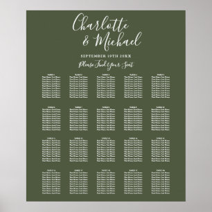 Olive Green Signature Script Hochzeitsdiagramm Poster