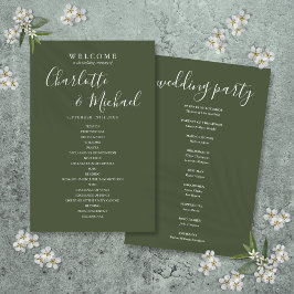 Olive Green Signature Script-Hochzeitsprogramm