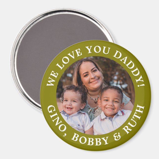 Olive Green Simple Message Arted Text and Foto Magnet (Vorderseite/Rückseite)