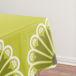 Olive Green Spanish Fans Tischdecke