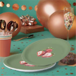 Olive Green Strawberries Berry Sweet Birthday Pappteller<br><div class="desc">Olive Green Strawberries Berry Sweet Birthday</div>