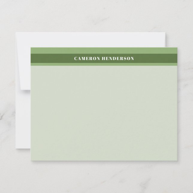 Olive Green Strips Fügen Sie Ihren Namen hinzu Mitteilungskarte (Vorderseite)