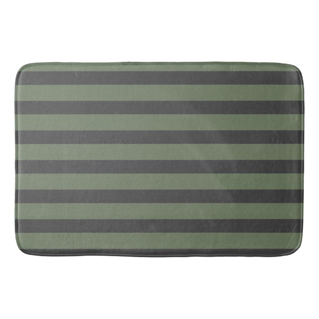 Olive Green Tick Strick Modern Badematte (Vorderseite)