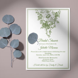 Olive Green Toile de Jouy Bridal Shower Invitation