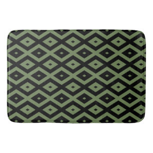 Olive-Green-und Black-Diamant-Muster Badematte