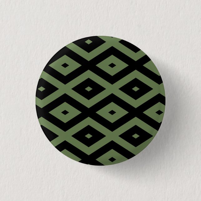 Olive-Green-und Black-Diamant-Muster Button (Vorderseite)