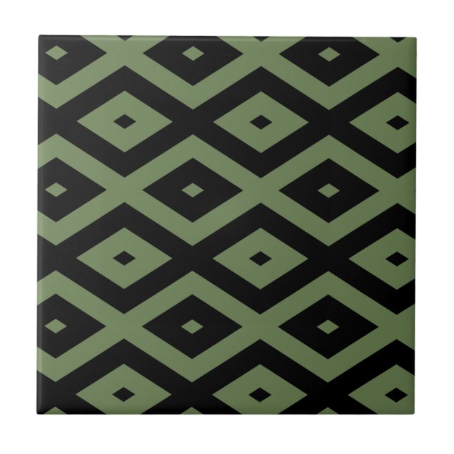 Olive-Green-und Black-Diamant-Muster Fliese (Vorderseite)