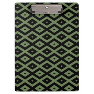 Olive-Green-und Black-Diamant-Muster Klemmbrett