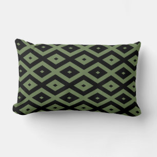 Olive-Green-und Black-Diamant-Muster Lendenkissen
