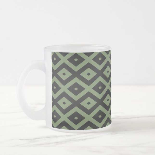 Olive-Green-und Black-Diamant-Muster Mattglastasse (Links)
