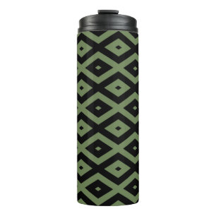 Olive-Green-und Black-Diamant-Muster Thermosbecher