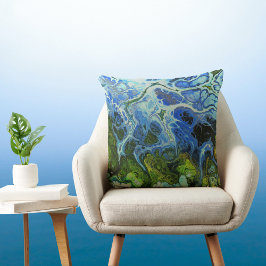 Olive Green und Ice Blue Swirl Kissen Kissen