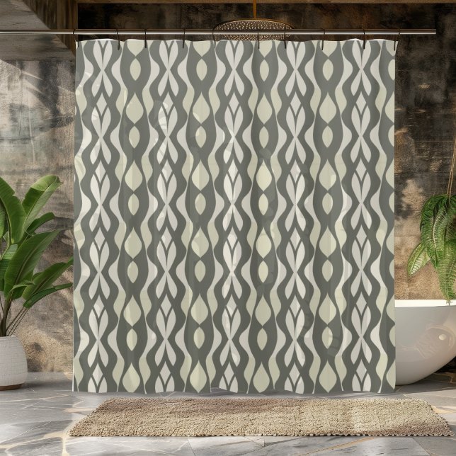 Olive Green und Ivory Modern Print Showvorhang Duschvorhang (Von Creator hochgeladen)