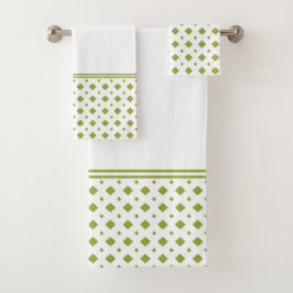 Olive Green und White Diamond Muster Badhandtuch Set