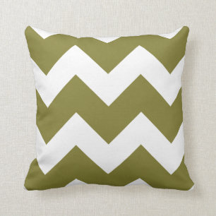 Olive Green und White Large Zickzack Print Kissen